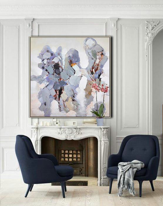 Large Abstract Art Handmade Painting,Oversized Contemporary Art,Textured Painting Canvas Art,White,Gray,Purple.etc